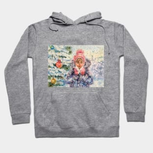 Winter girl blowing snow Hoodie